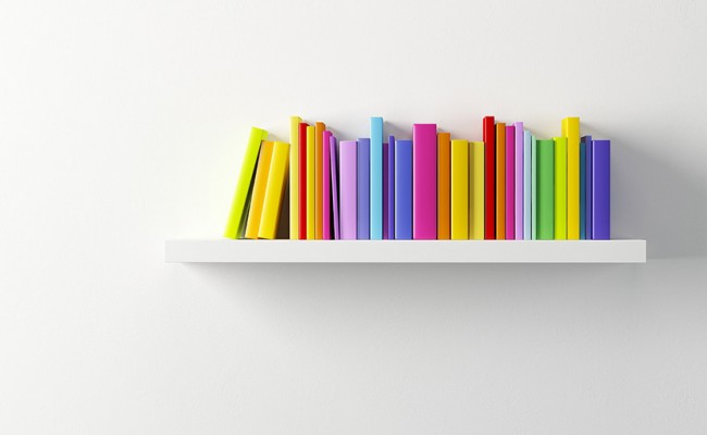 shelf with multicolored books