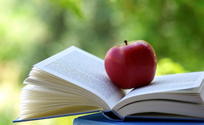 Red apple on a book